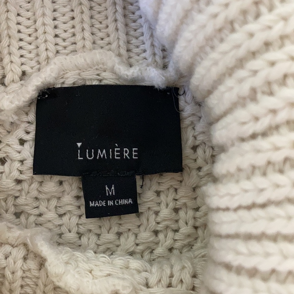 Cream Chunky Knit Cropped Turtleneck Sweater - Picture 6 of 11